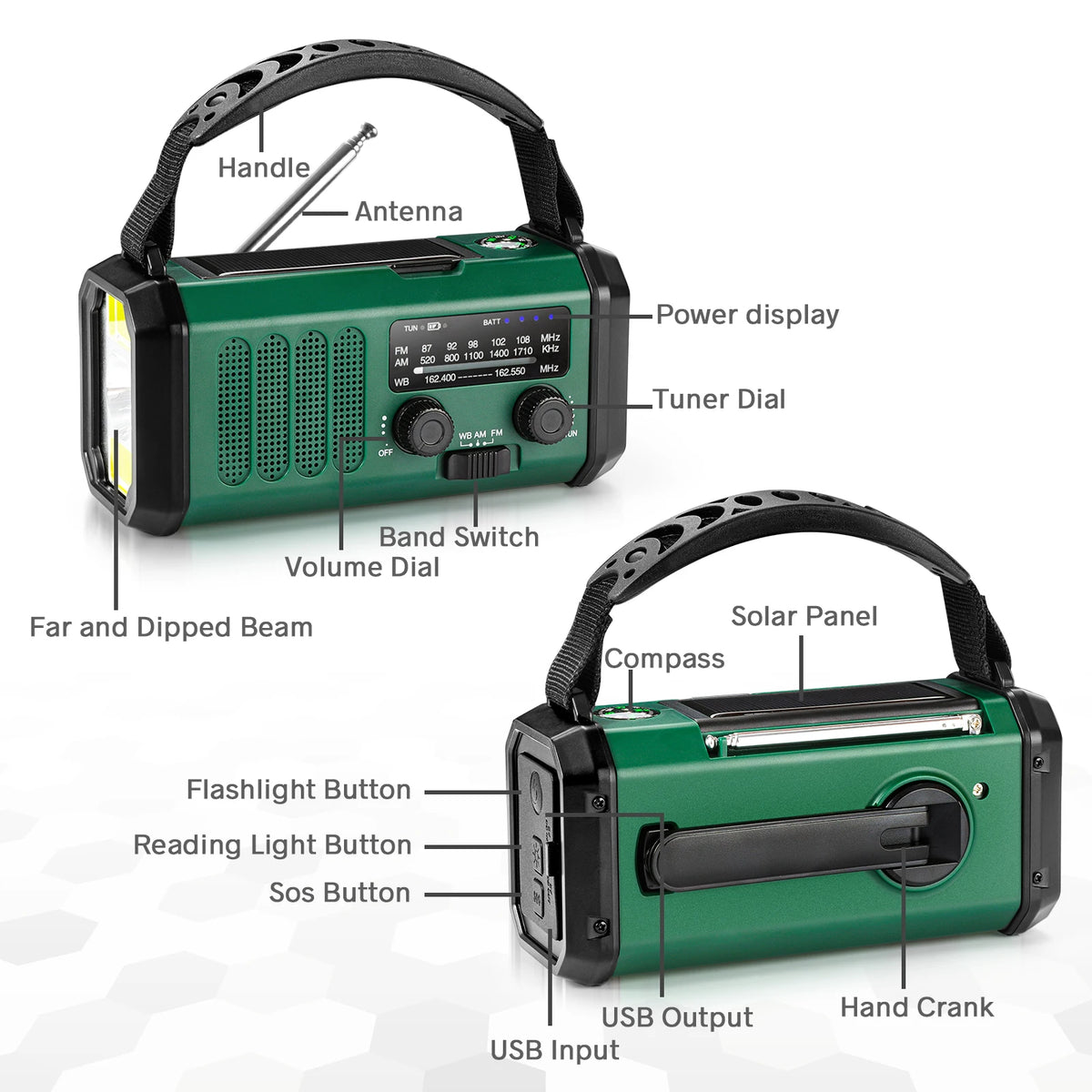 Emergency Radio Solar Hand Crank Generator